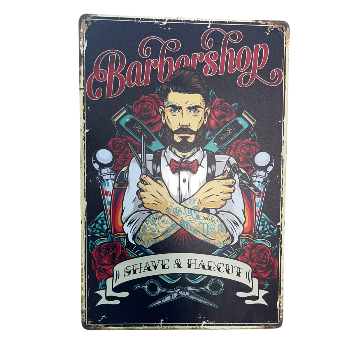 Barber Wall Poster Metal Design