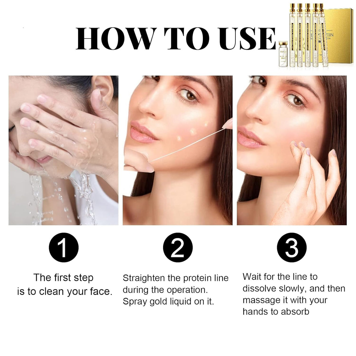 Protein Thread Lifting Set – Collagen Threads & Nano Gold Serum for Face Lift