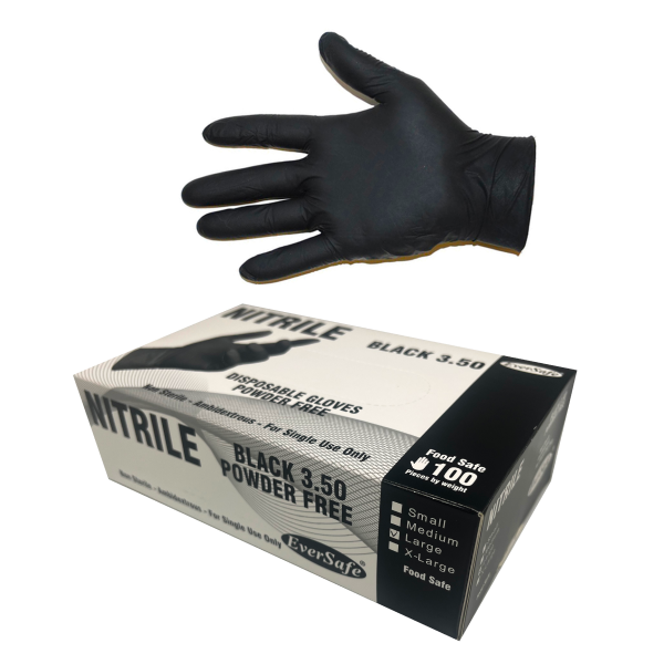 Nitrile Black 3.50 Powder Free Black Gloves