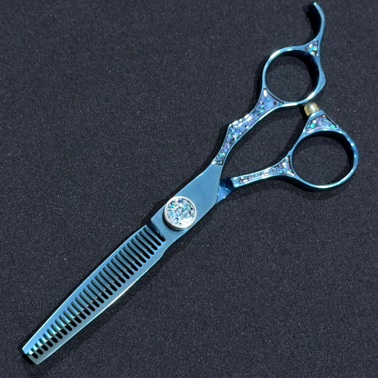 Crystal Blue 440c Salon Thinning Scissor 6”