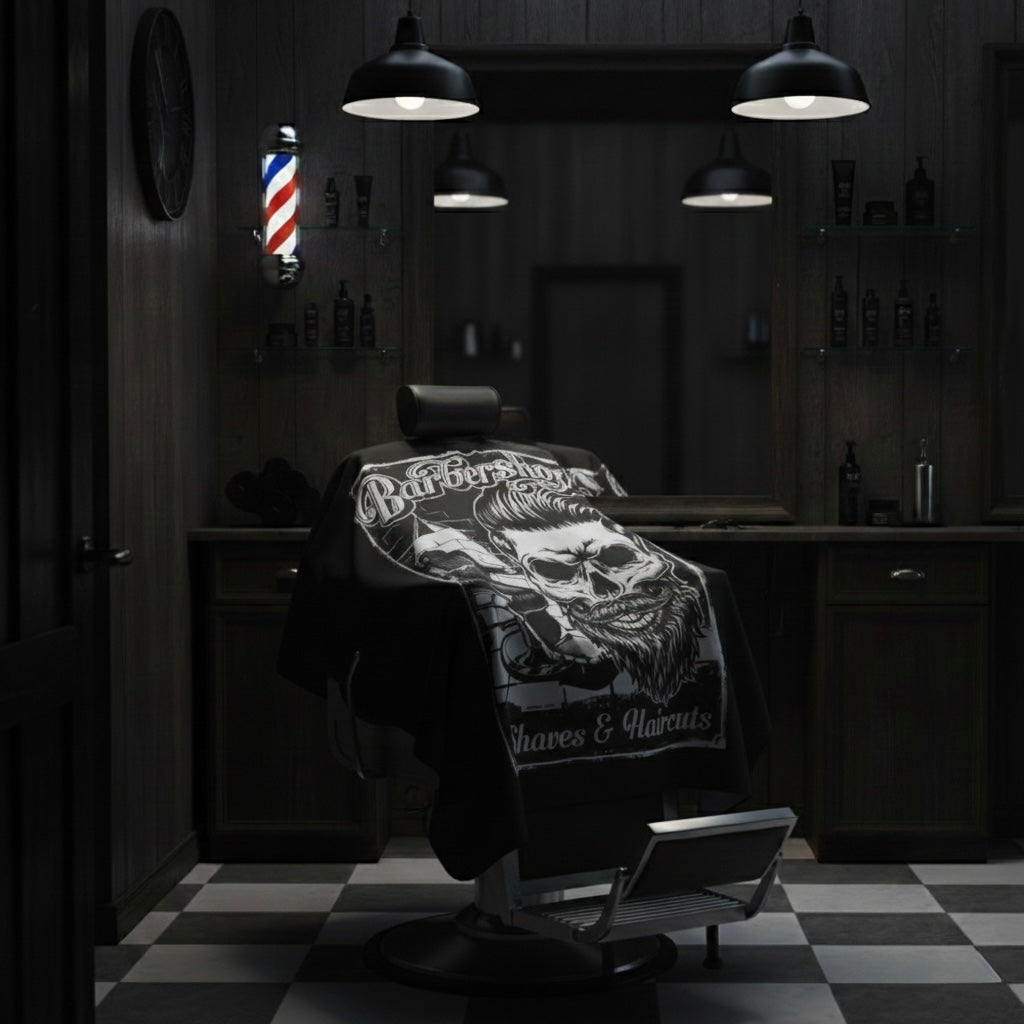 Barber Black Skull Cape