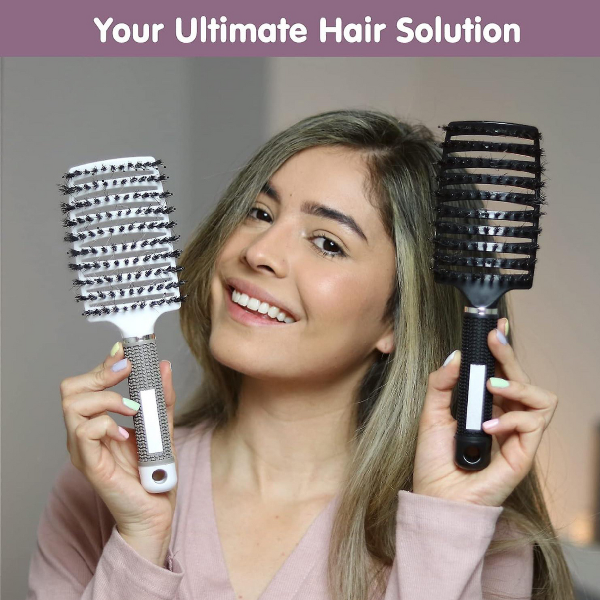 Salon Scalp Massage Hairbrush with 26 Nylon Bristles - Theresia Cosmetics - hair brush - Theresia Cosmetics