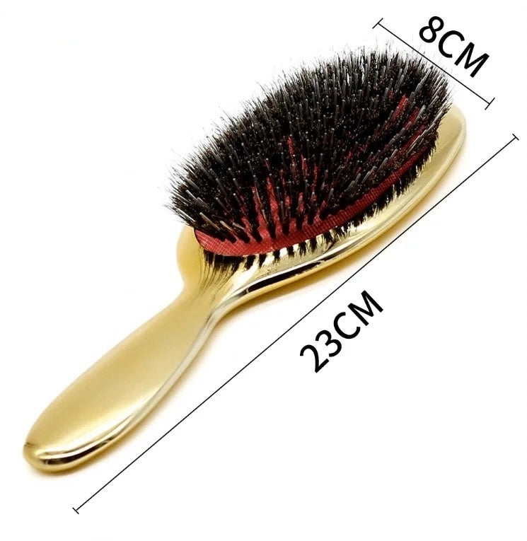 Silver & Gold Round Detangling Hair Brush: Antistatic, Ionic, Heat Resistant