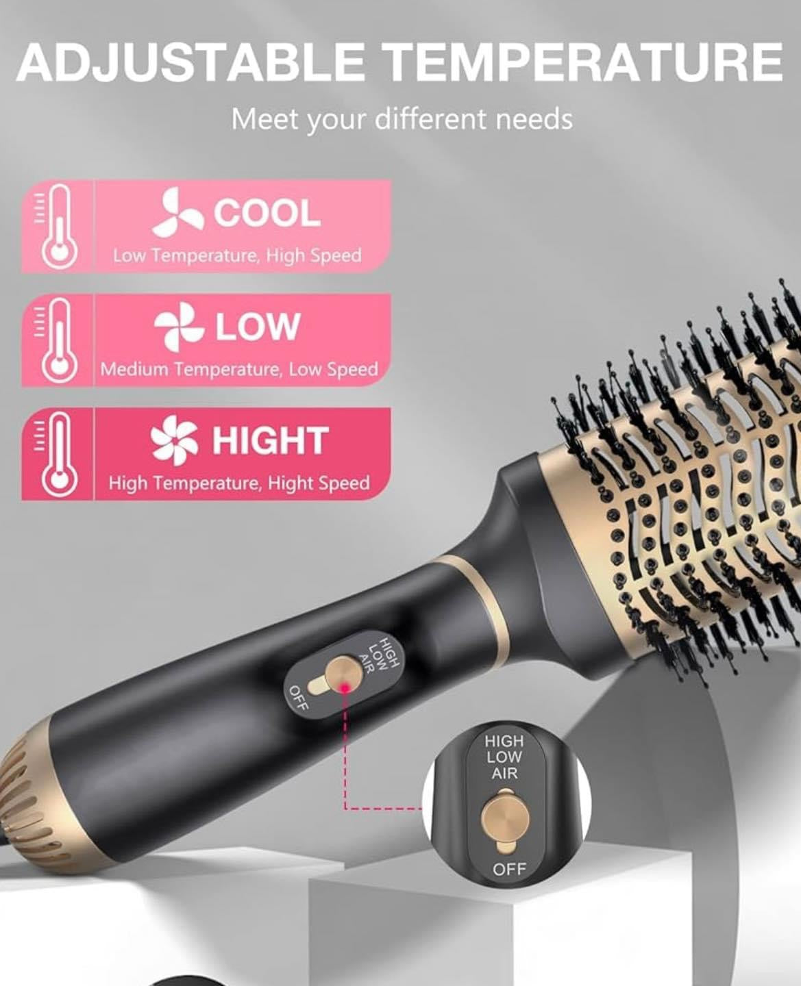 Professional 3 in 1 Hair Styler Gold and Black - Theresia Cosmetics - hair brush - Theresia Cosmetics