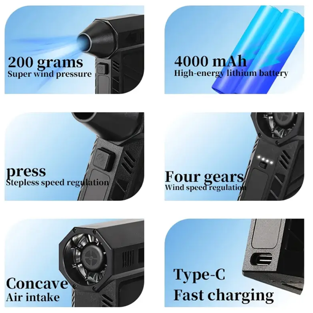 Multi functional Electric Air Duster 130,000 RPM 4000mAh – High Speed Turbo Fan