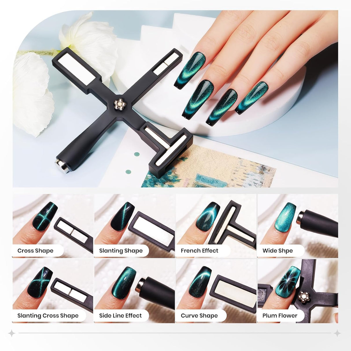 5 in 1 Nail Magnet Tool for Cat Eye Gel Nail Polish Multi-Function Magnetic