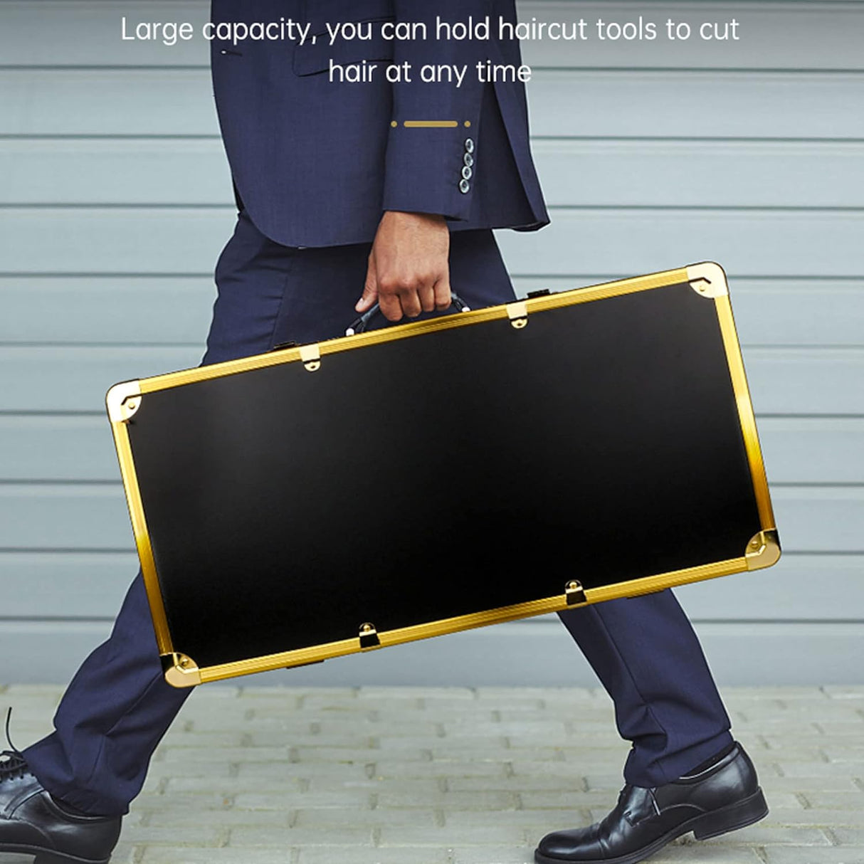 Gold Hairdressing Clipper Tools Case - Portable Barber Organizer with Num Lock, Large Capacity - Theresia Cosmetics - barber tools - Theresia Cosmetics