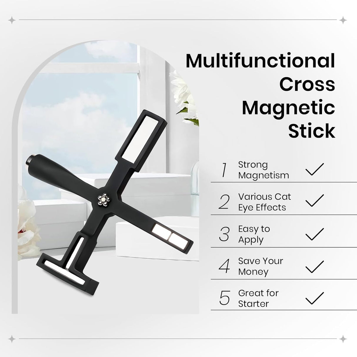 5 in 1 Nail Magnet Tool for Cat Eye Gel Nail Polish Multi-Function Magnetic