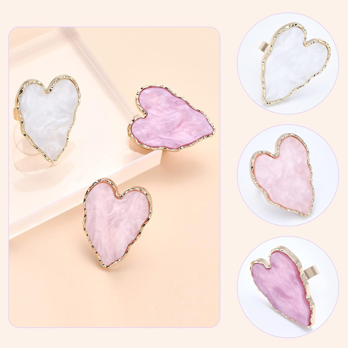Adjustable Resin Palette Rings: Nail art palettes with alloy finger rings for acrylic, UV gel polish, and foundation mixing. - Theresia Cosmetics - Nail palette - Theresia Cosmetics