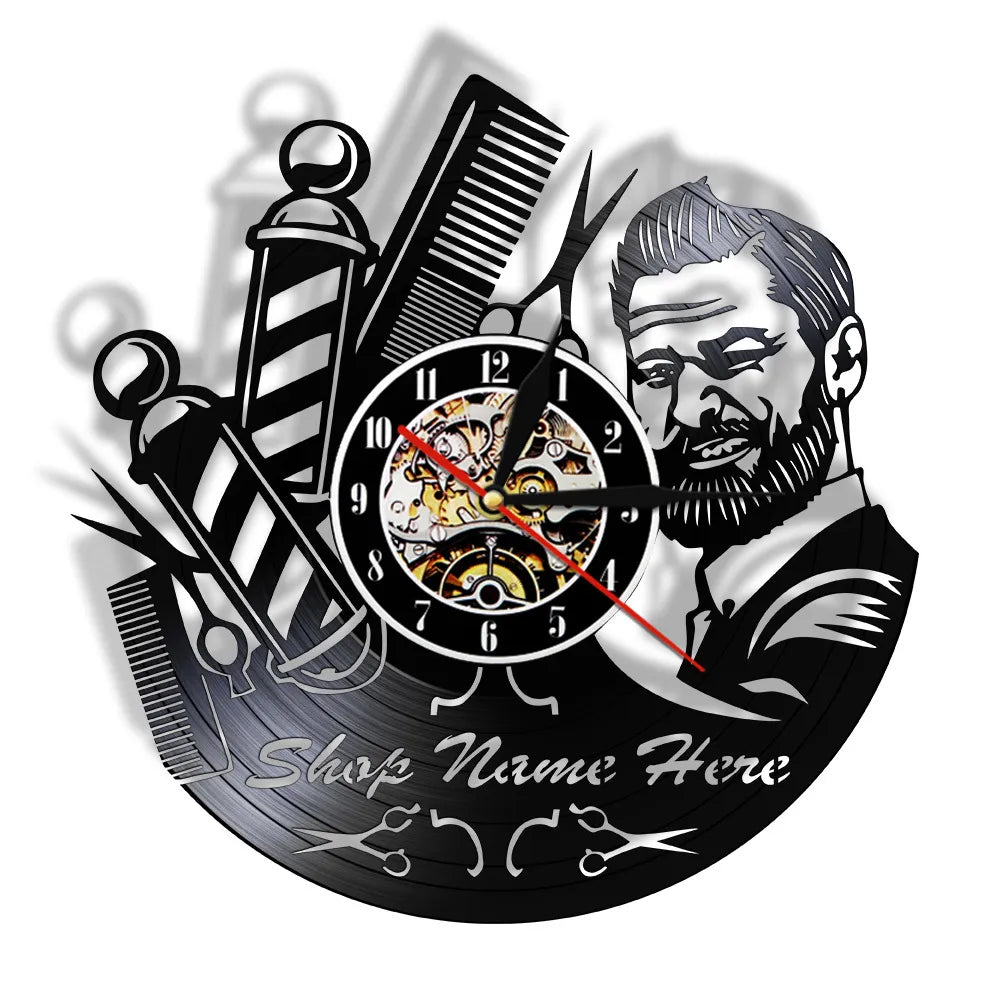 Barbershop Vinyl Wall Clock