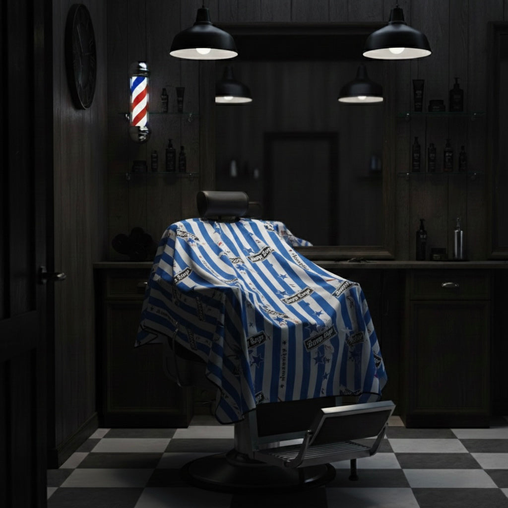 Blue&White Barber Cape
