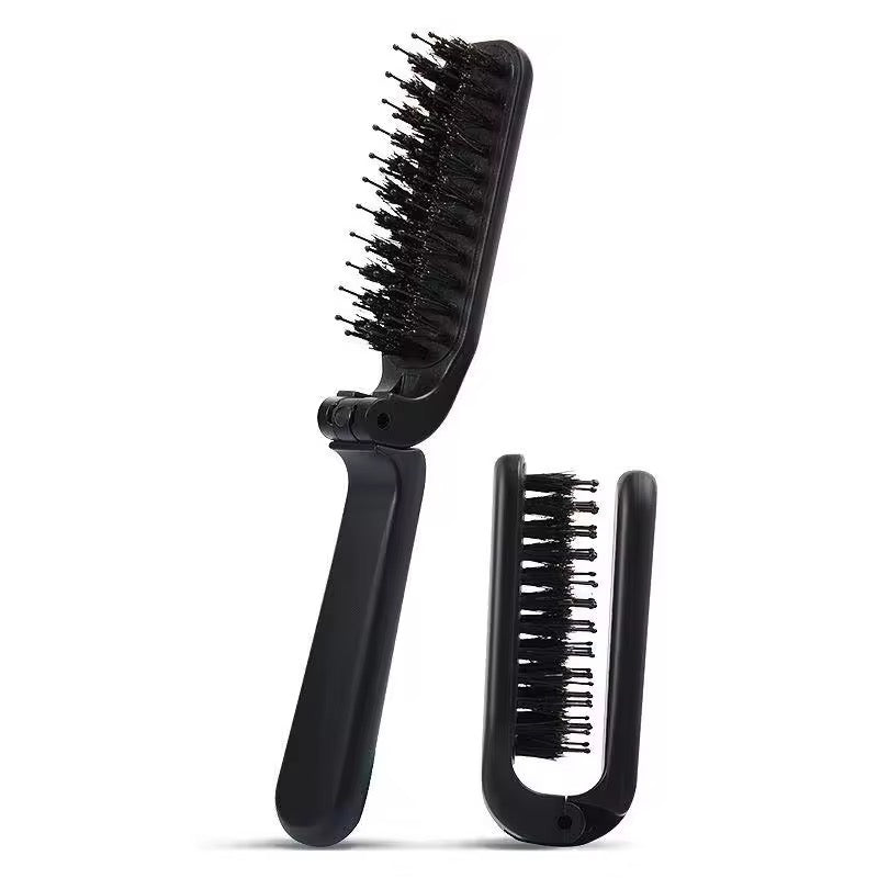 Folding Handle Bristle Hair Brush Portable Comb