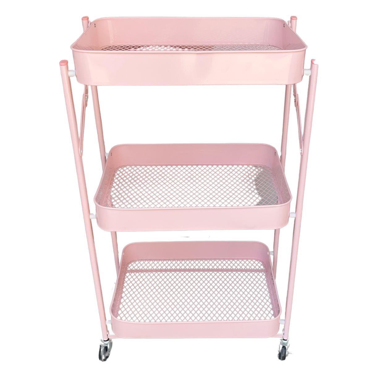 3 layer transparent floor Trolley - Pink & Black