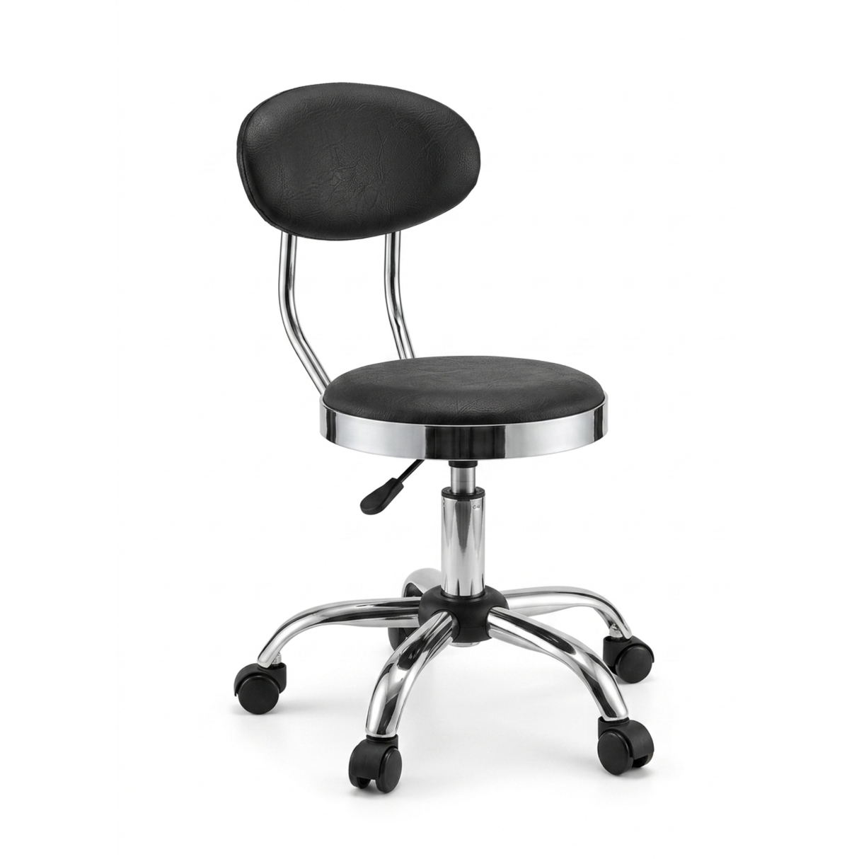 Black Rounded Stainless Hydrolic Chair With Back