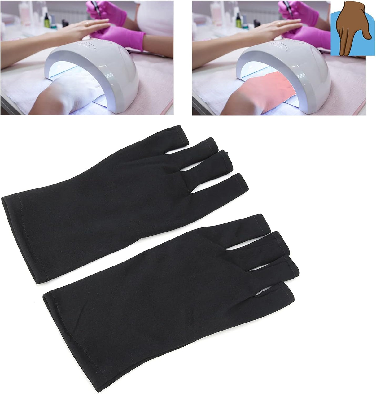 1 Pair Nail Art Gloves - Protection Nail Art Gloves Anti-UV Glove LED Nail Art