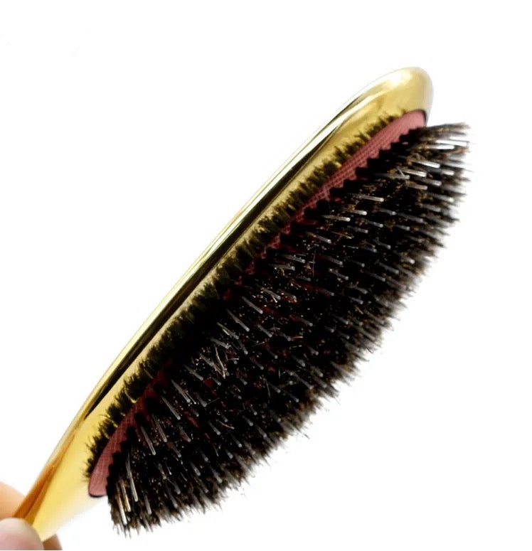 Silver & Gold Round Detangling Hair Brush: Antistatic, Ionic, Heat Resistant
