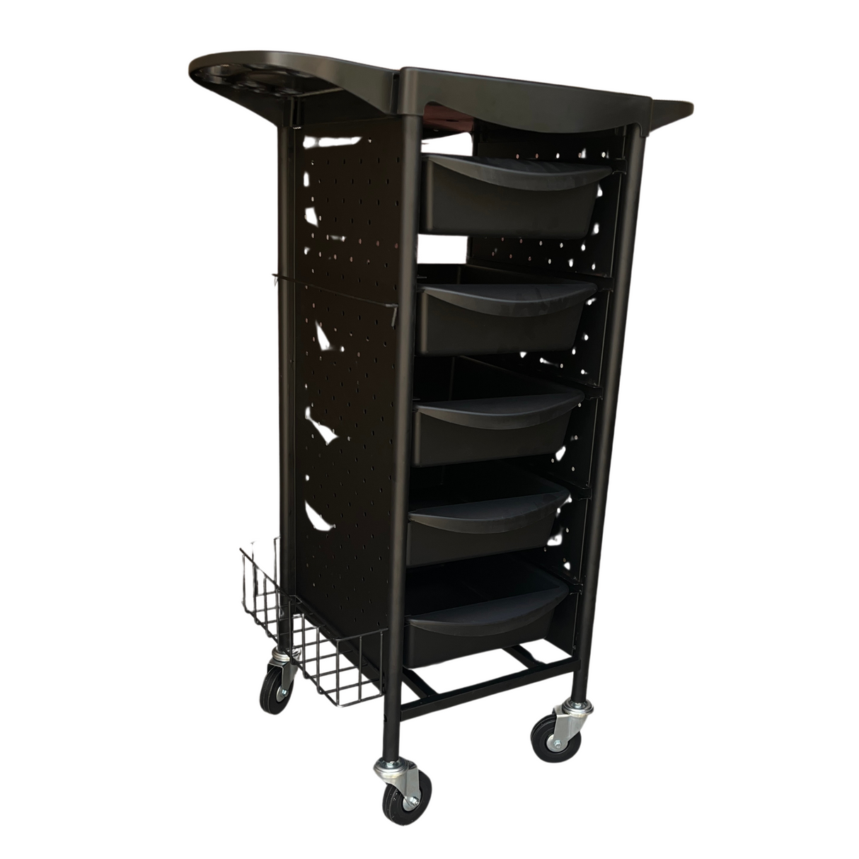 Salon Metal Full Black Trolley