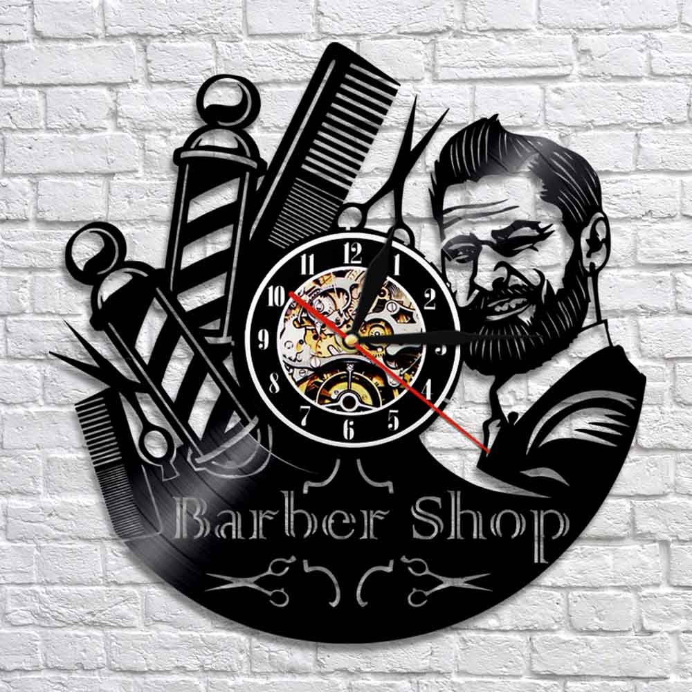 Barbershop Vinyl Wall Clock