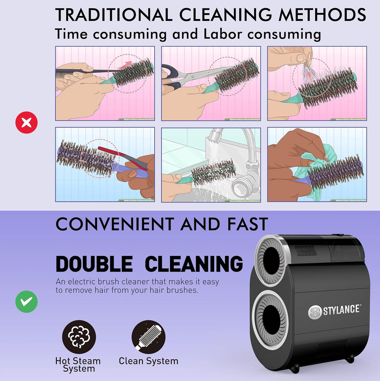 STYLANCE Professional Hair Brush Cleaner Machine Salon Use