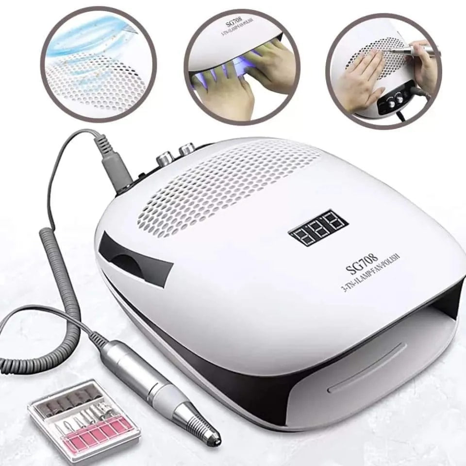 3-in-1 Table Nail Aspirator, Nail Polish Dryer with 35000 RPM Manicure Tool for UV Gel and LED Nail Gel 140w