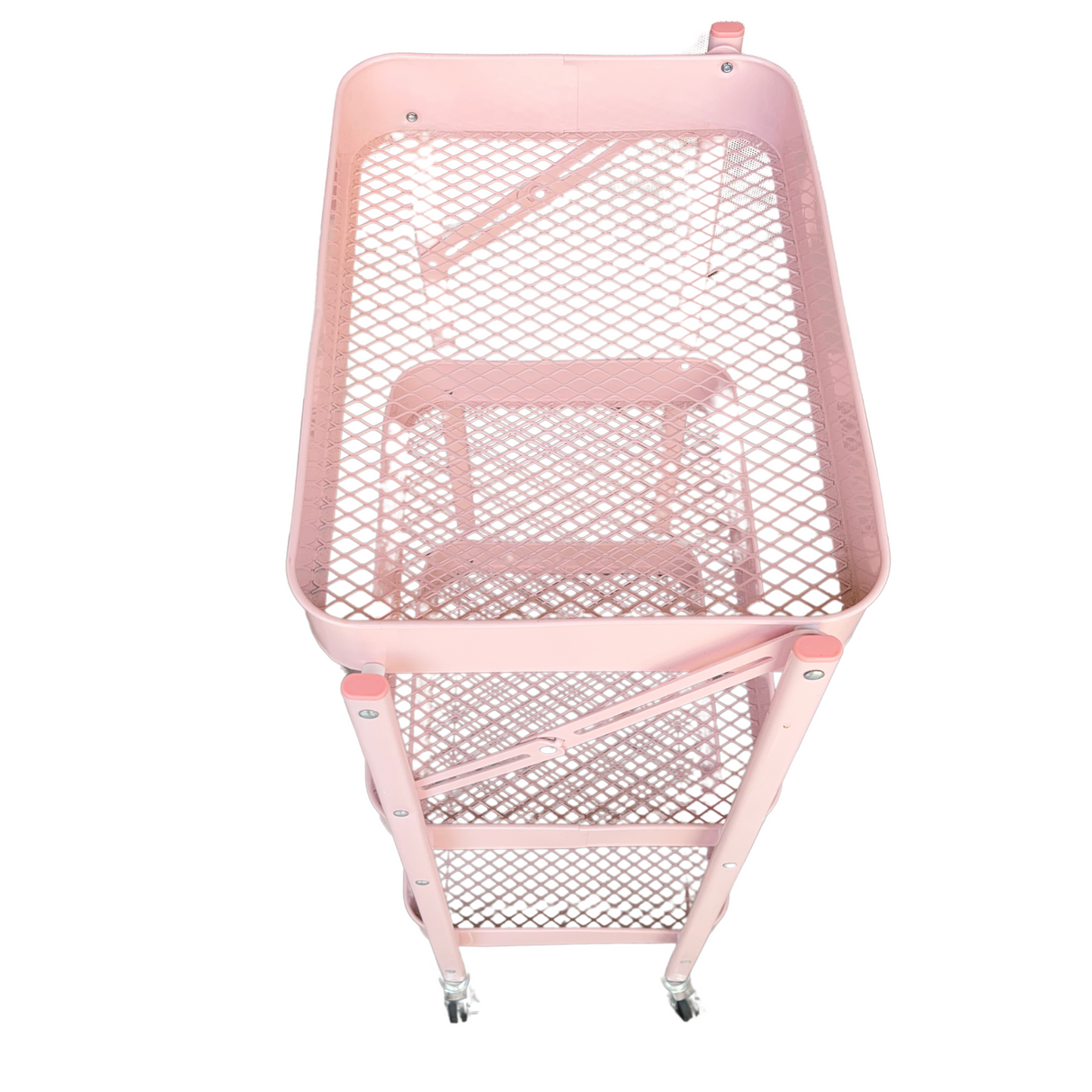 3 layer transparent floor Trolley - Pink & Black