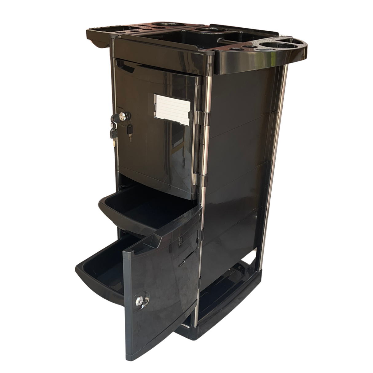 Black 2 Locks Trolley with 4 layers