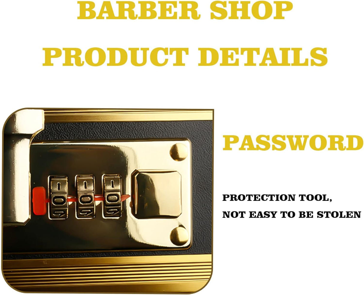 Gold Hairdressing Clipper Tools Case - Portable Barber Organizer with Num Lock, Large Capacity - Theresia Cosmetics - barber tools - Theresia Cosmetics