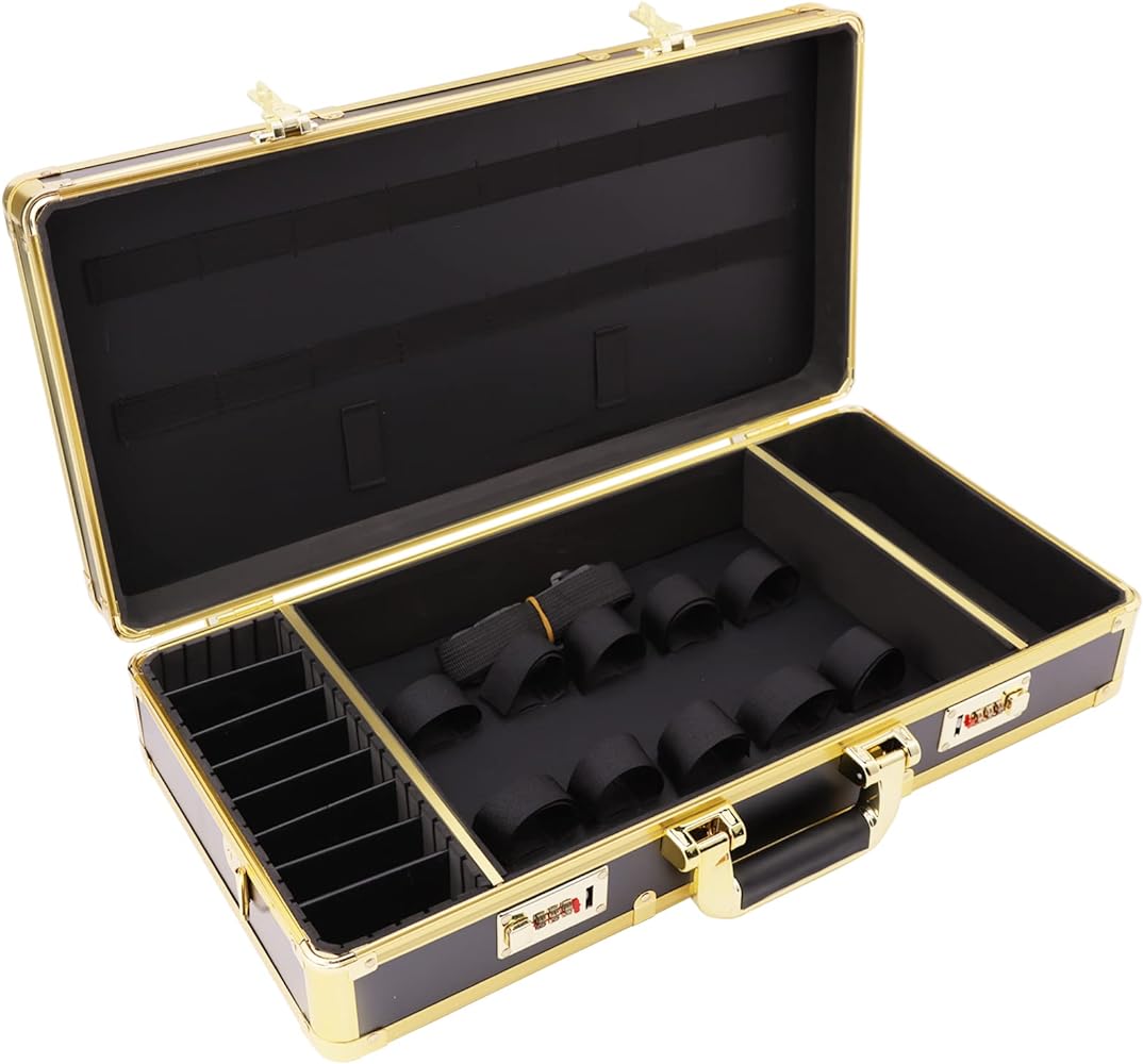 Gold Hairdressing Clipper Tools Case - Portable Barber Organizer with Num Lock, Large Capacity - Theresia Cosmetics - barber tools - Theresia Cosmetics