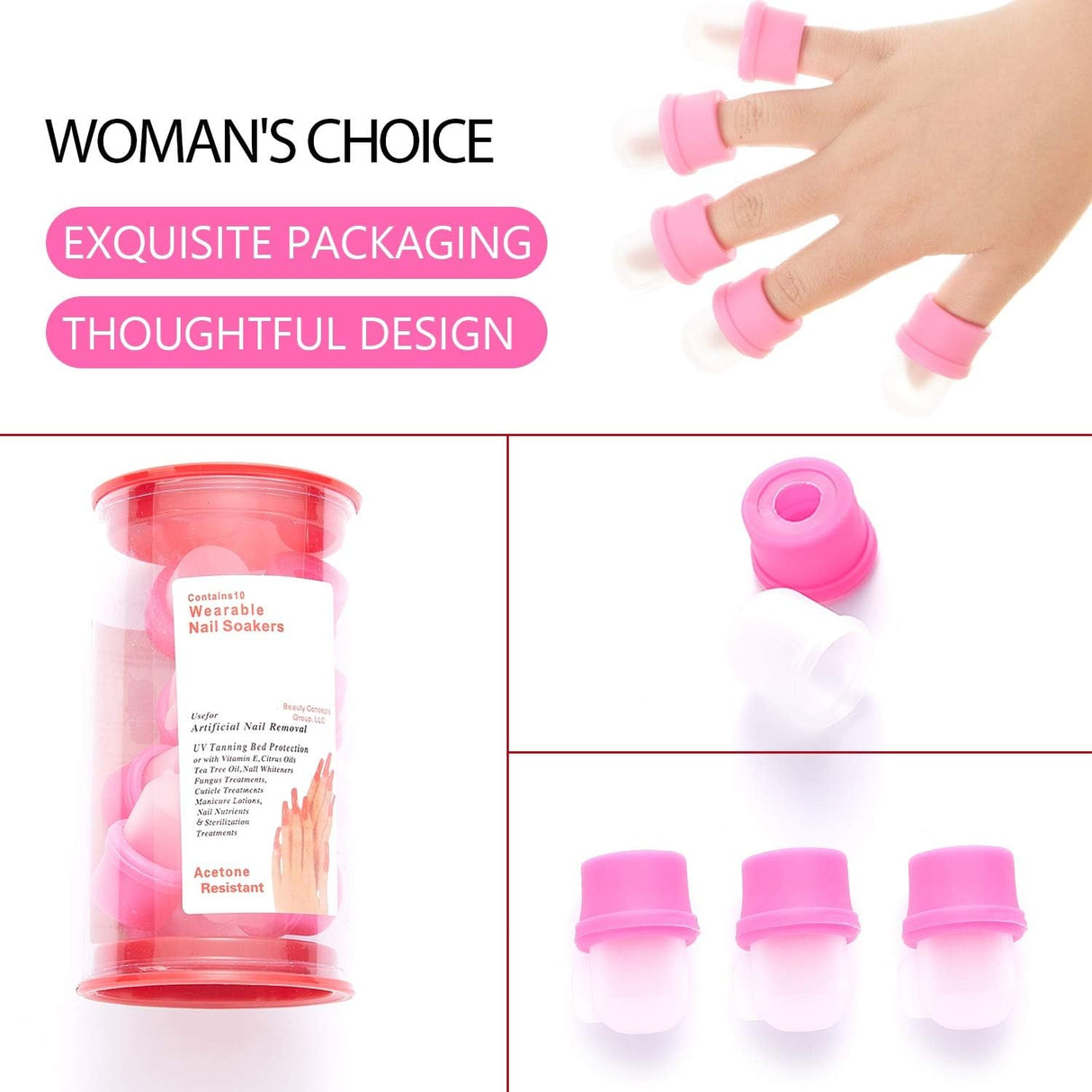 Lucktao 10pcs Wearable Nail Soakers Cap Soak Soaker Tip Tool