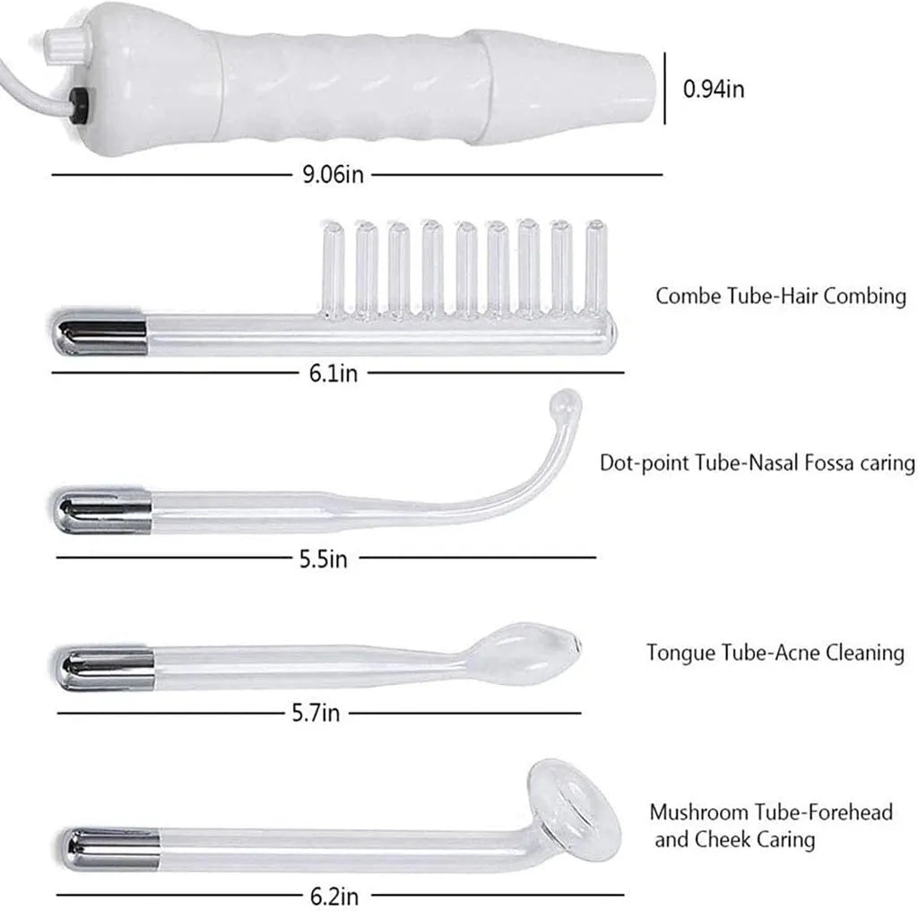 Portable High Frequency Instrument Facial Skin Electrode Wand Neon Electrotherapy Glass Tube Acne Spot Remover Handheld