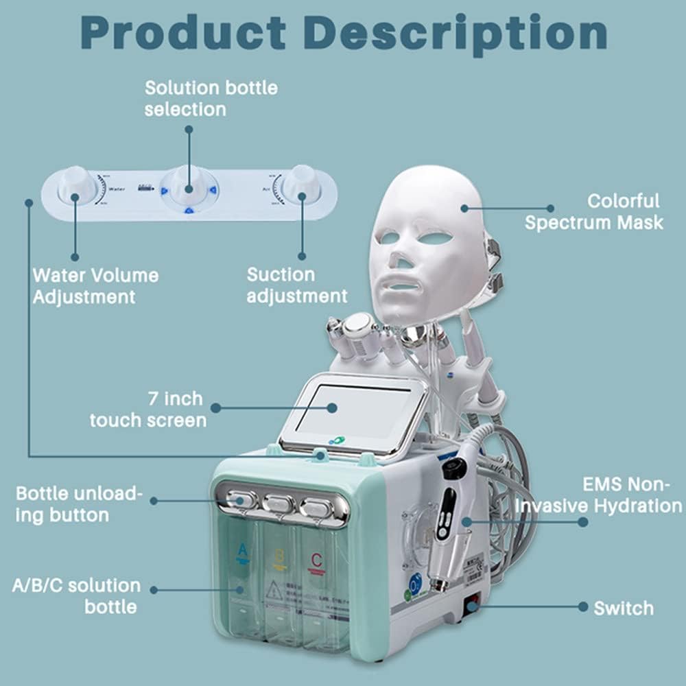 7-in-1 Hydro Facial Machine – Skin Care Spa Device with LED Mask, 7” LCD, RF Lifting & H2O2 Oxygen Technology
