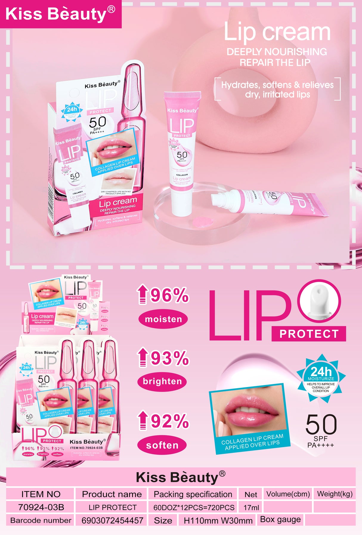 Kiss beauty Lip Cream Collagen 50spf PA++++