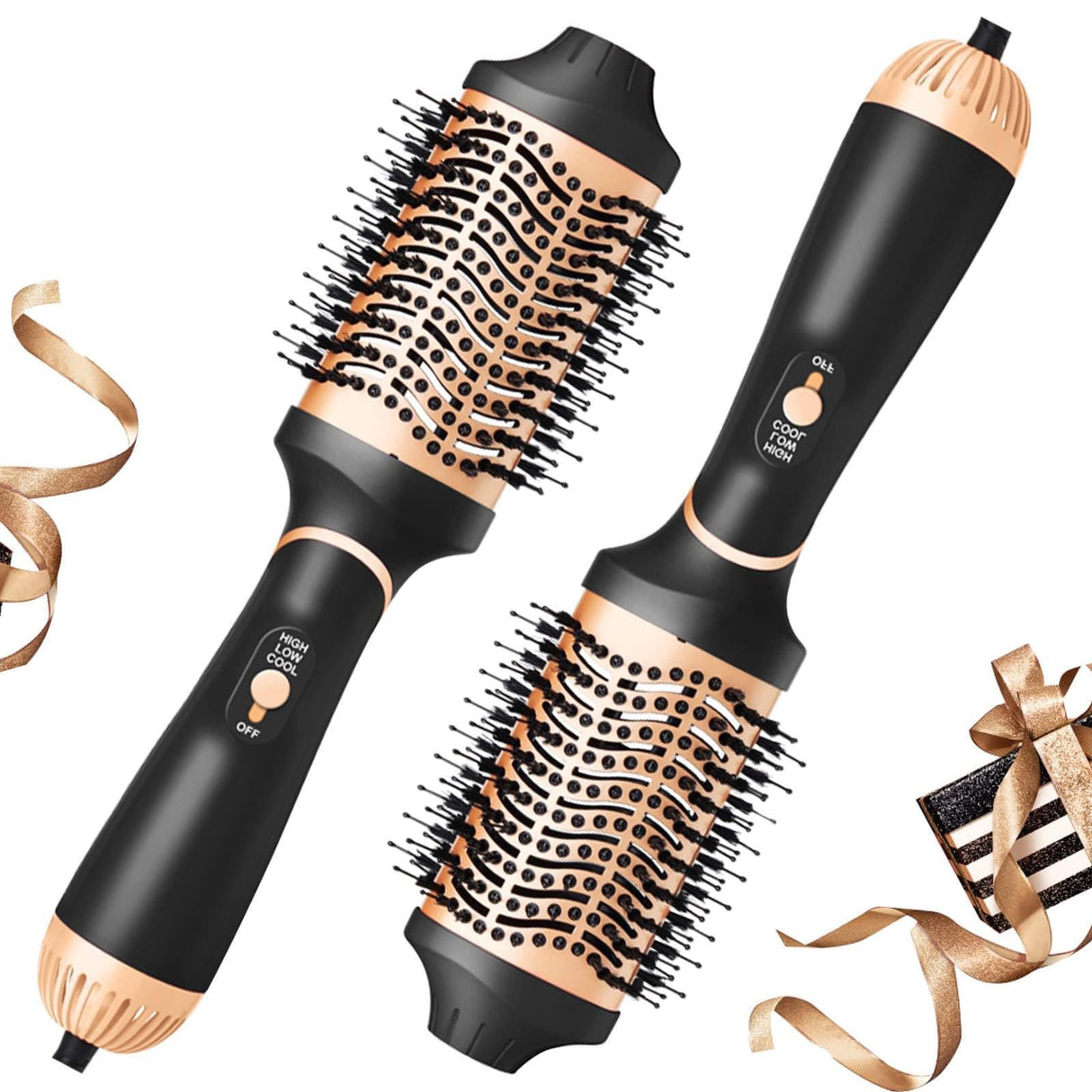 Professional 3 in 1 Hair Styler Gold and Black - Theresia Cosmetics - hair brush - Theresia Cosmetics