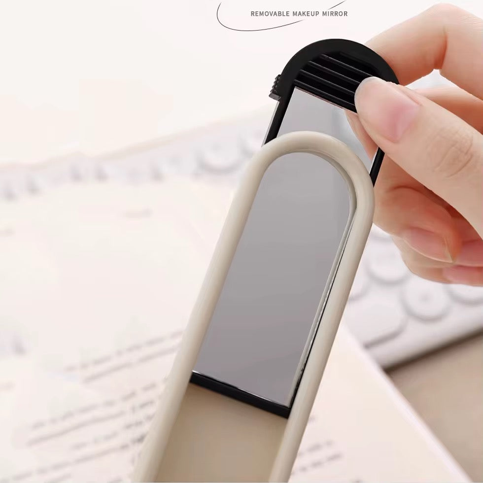 Mini Detangling Foldable Brush Built-in Mirror