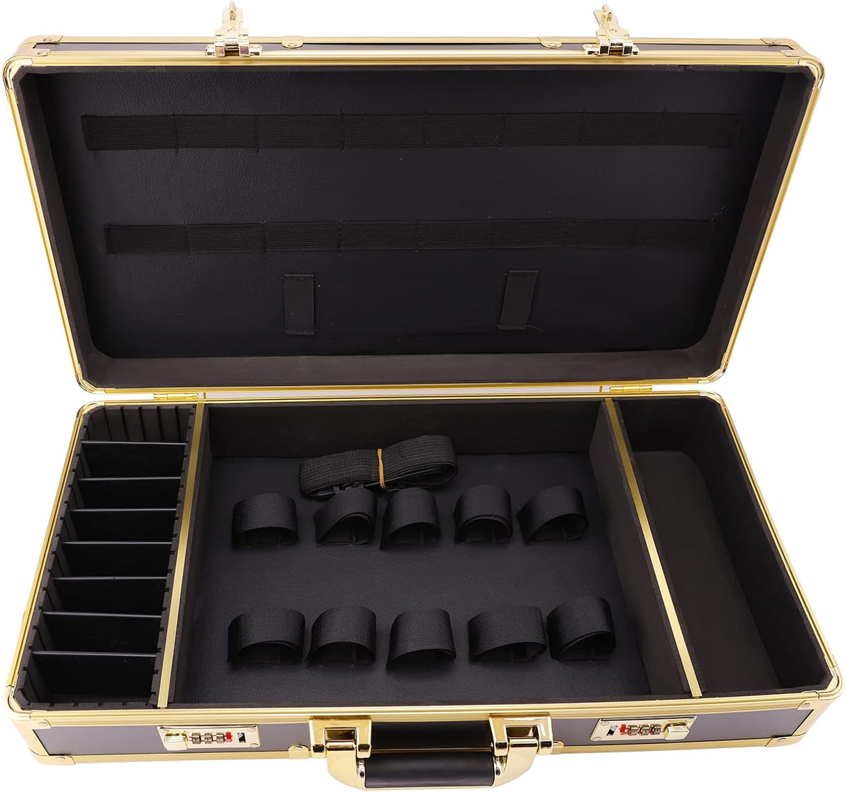 Gold Hairdressing Clipper Tools Case - Portable Barber Organizer with Num Lock, Large Capacity - Theresia Cosmetics - barber tools - Theresia Cosmetics