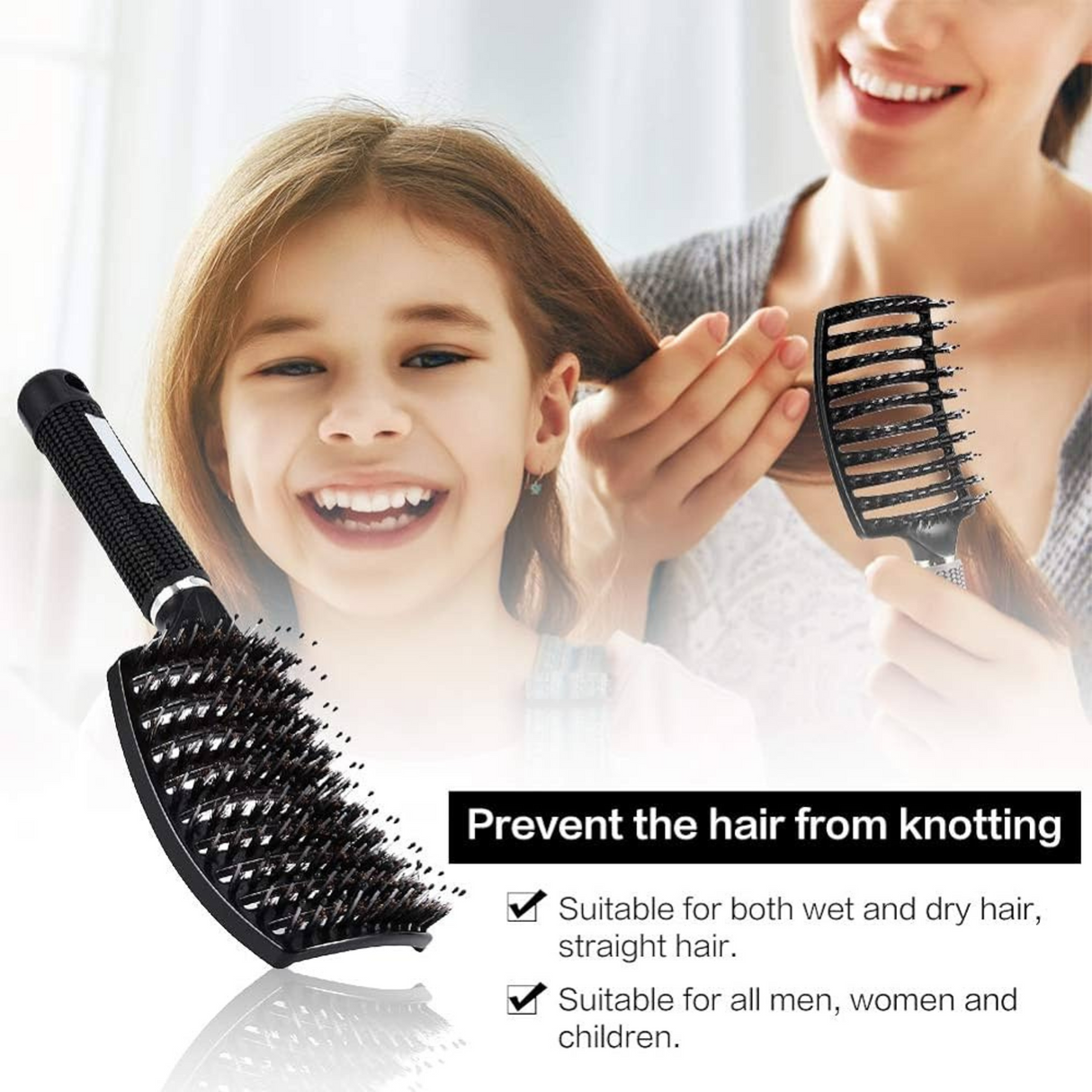 Salon Scalp Massage Hairbrush with 26 Nylon Bristles - Theresia Cosmetics - hair brush - Theresia Cosmetics