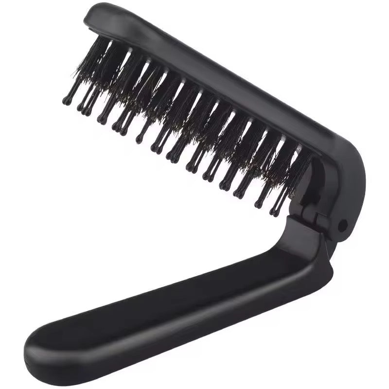 Folding Handle Bristle Hair Brush Portable Comb