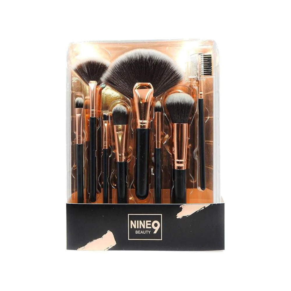 Nine 9 Beauty complexion 8 Pieces brush kit For Women- Black