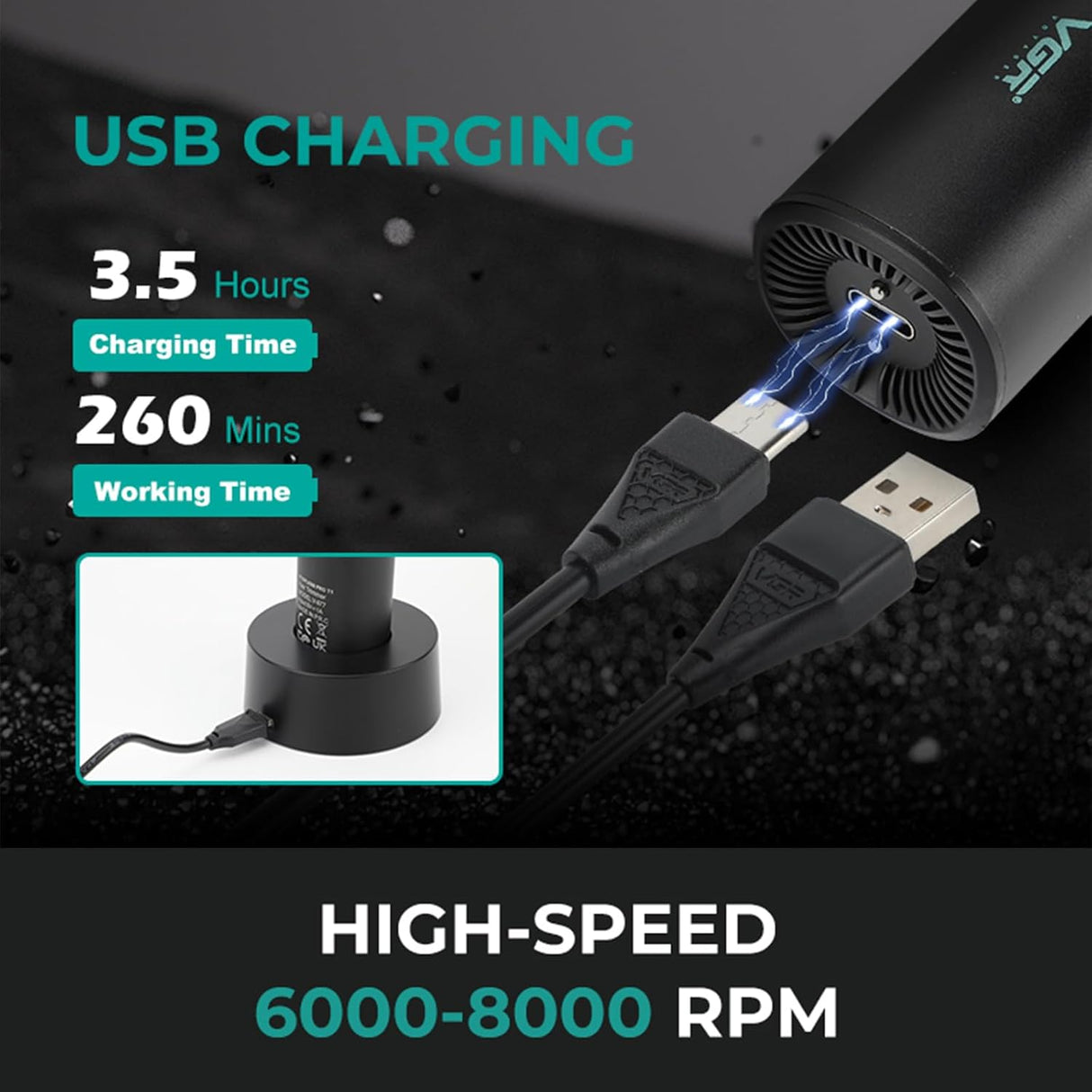 VGR 977 Professional Hair Trimmer 8000rpm