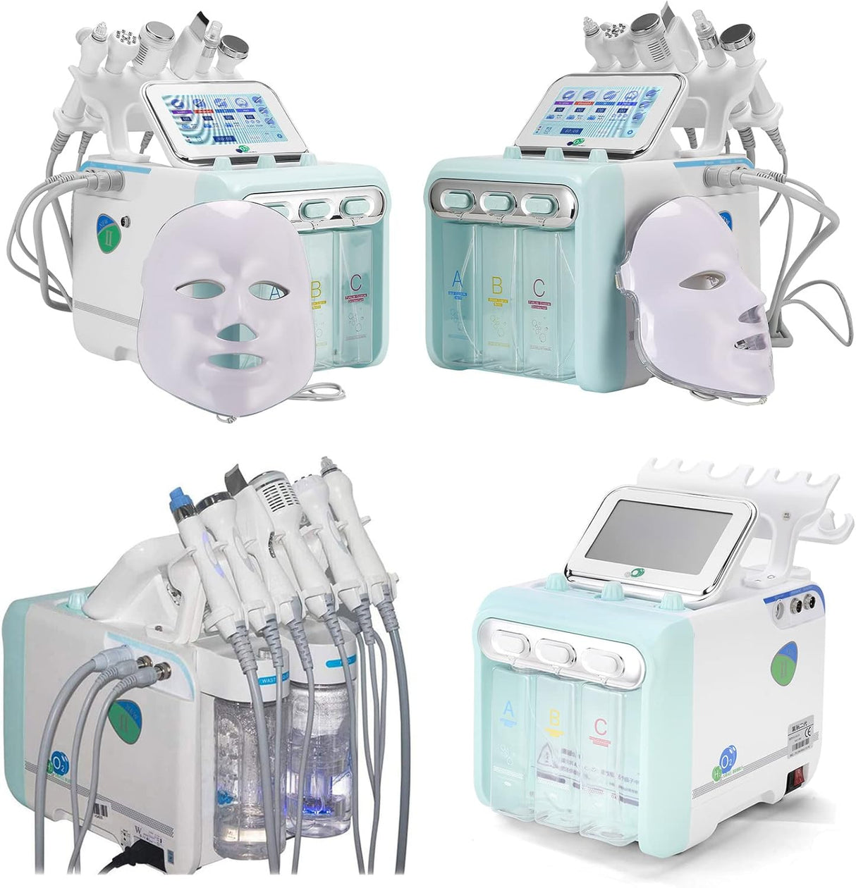7-in-1 Hydro Facial Machine – Skin Care Spa Device with LED Mask, 7” LCD, RF Lifting & H2O2 Oxygen Technology