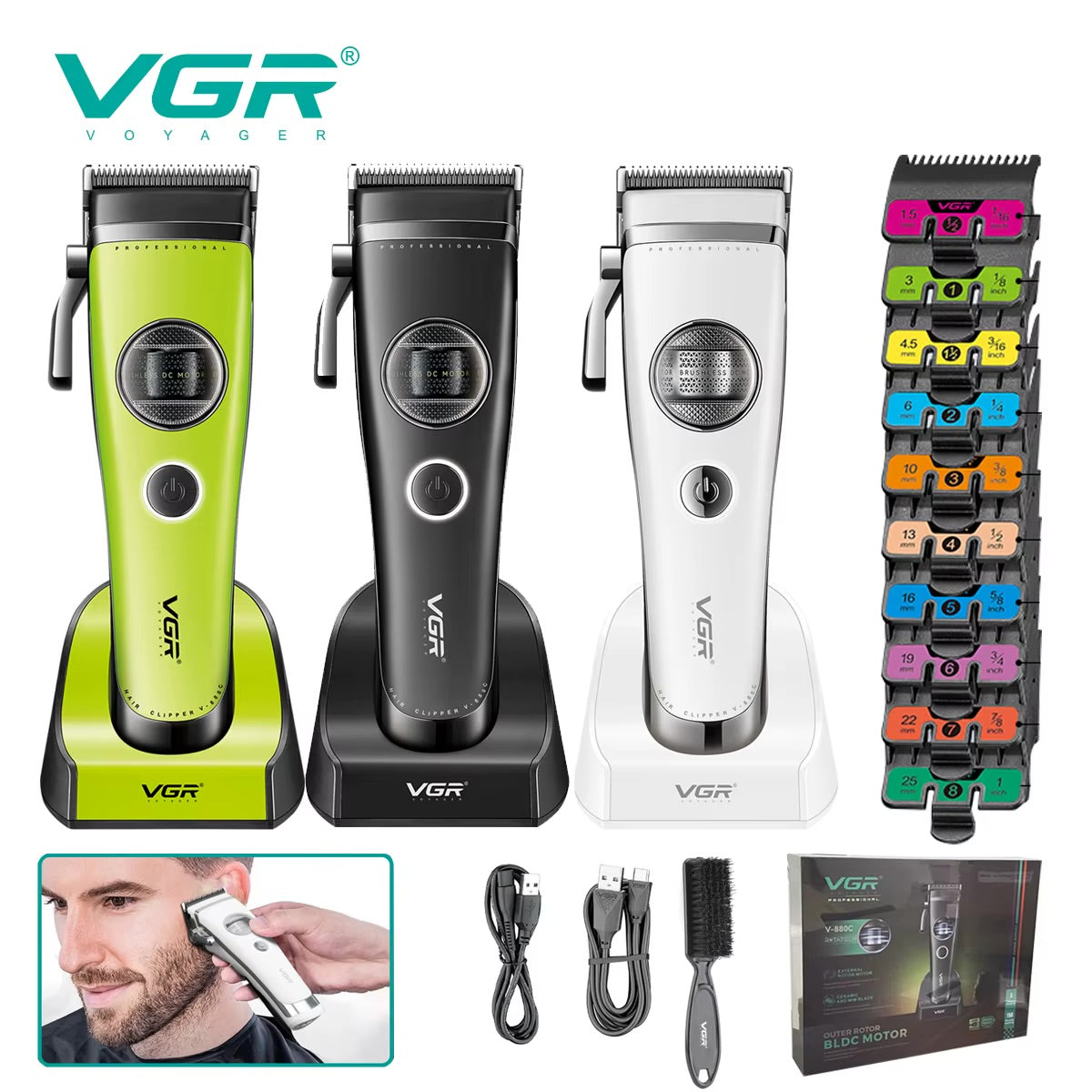 VGR V880C Professional Cordless Clipper – Brushless Motor