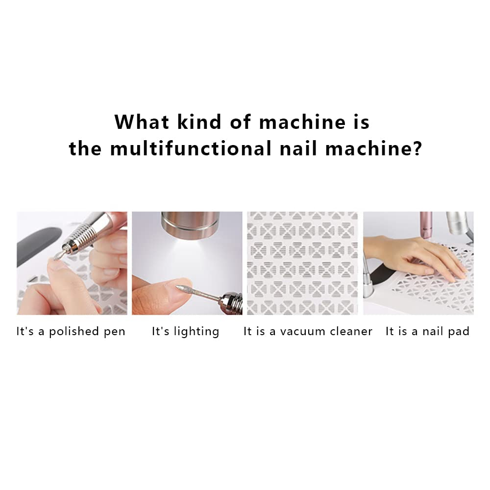 4-in-1 Nail Studio Machine – 80W Nail Drill with 30,000 RPM, Dust Collector, LED Light & Polisher