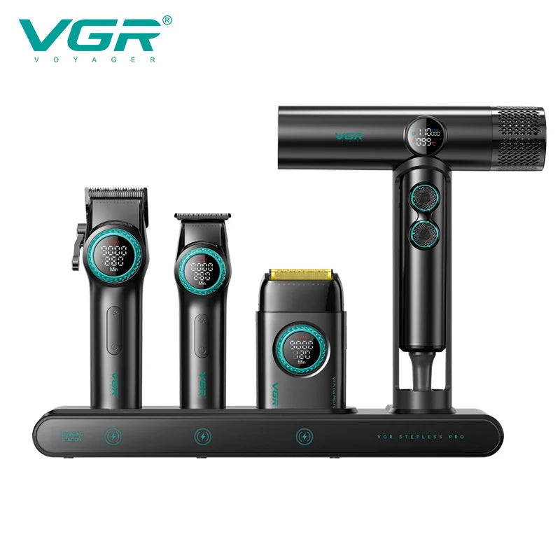 VGR SUPER POWER Stepless Pro 4-in-1 Barber Series Combo Kit