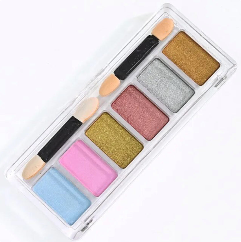 6in1 Solid Chrome Nail Powder Palette, Metallic Mirror Nail Art Rose Gold Purple Glossy Manicure Pigment Glitter Powders Palette - Theresia Cosmetics - nail art tool - Theresia Cosmetics