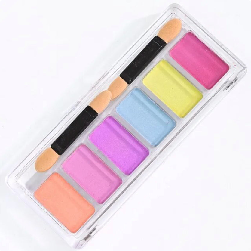 6in1 Solid Chrome Nail Powder Palette, Metallic Mirror Nail Art Rose Gold Purple Glossy Manicure Pigment Glitter Powders Palette - Theresia Cosmetics - nail art tool - Theresia Cosmetics