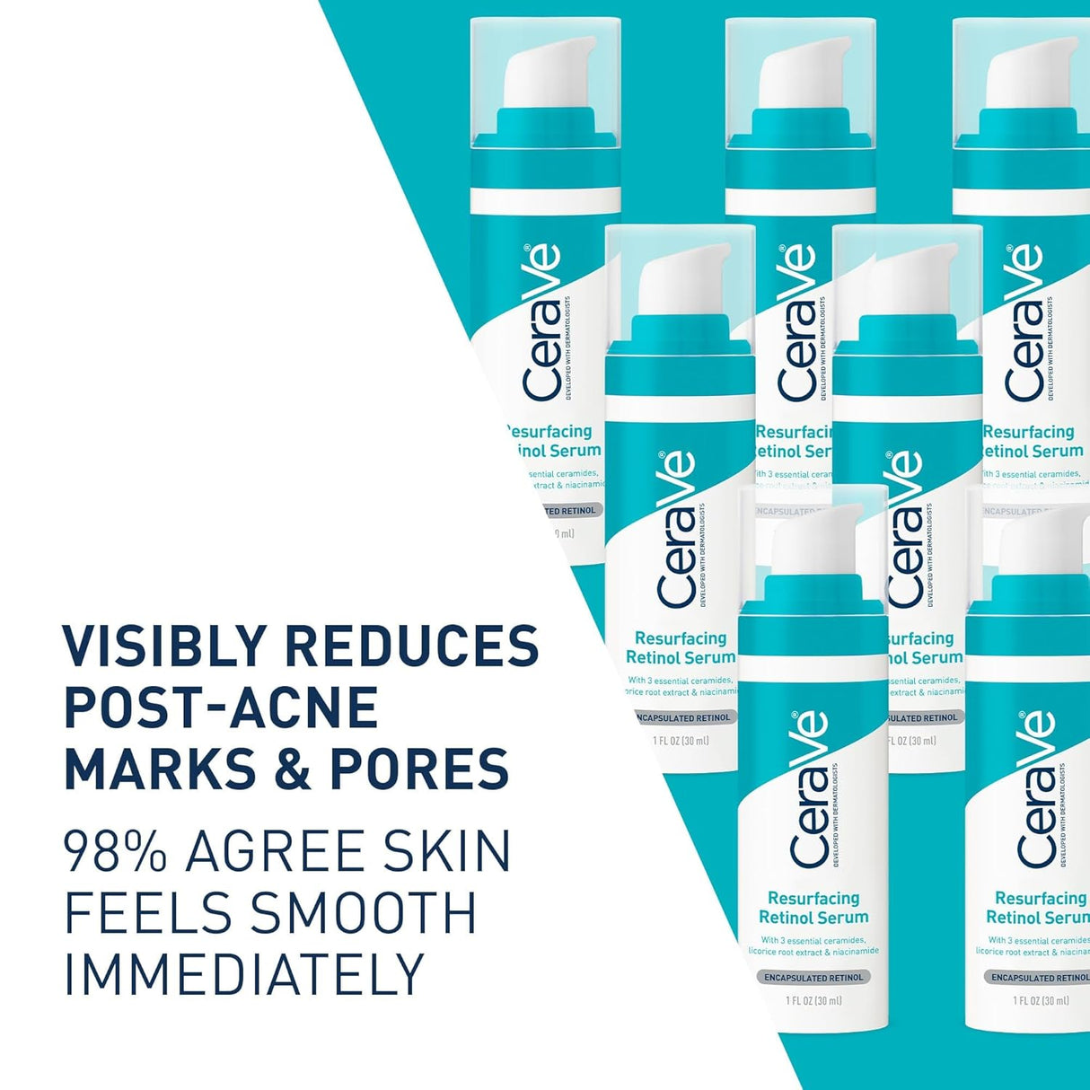 CeraVe Resurfacing Retinol Serum for Acne Marks & Pores – With Niacinamide & Licorice Root