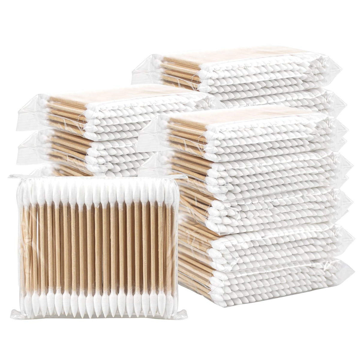 Wooden Cotton Swabs – Double-Ended Tips for Makeup & Cleaning – Pack of 12 (600 pcs)