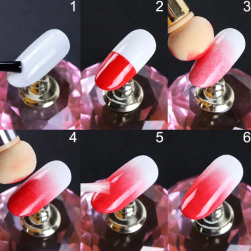 Nail Art Brush with Double-ended Sponge for Gradient, Smudging, and Stippling - Perfect Manicure Tools for Salon or DIY at Home - Theresia Cosmetics - nail art tool - Theresia Cosmetics