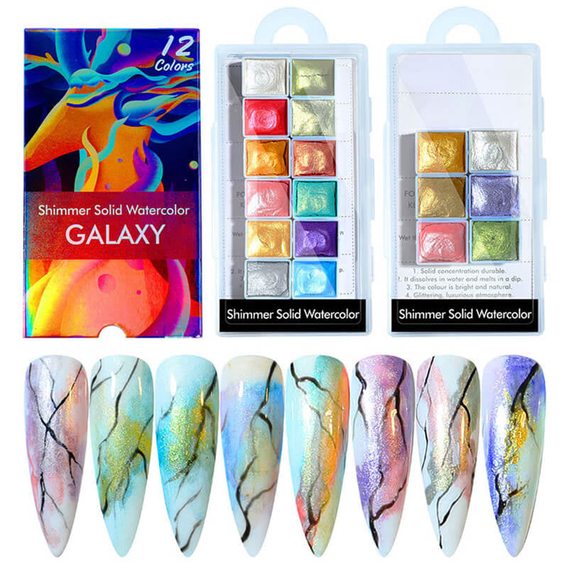 Solid Shimmer Nail Watercolor Palette - Theresia Cosmetics - nail art tool - Theresia Cosmetics