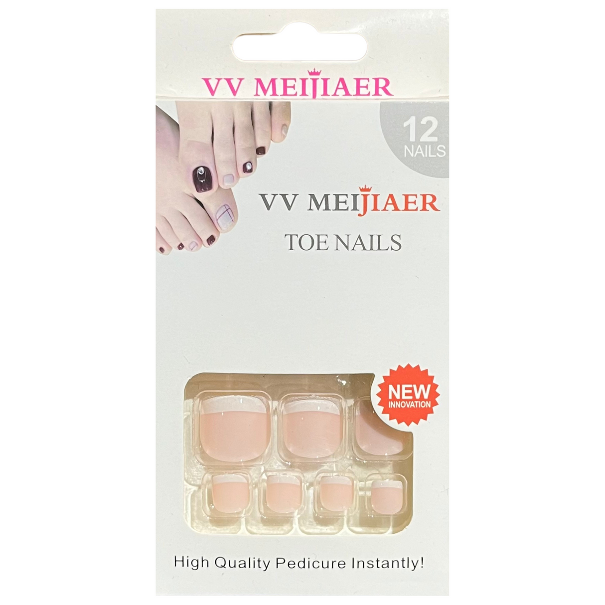 VV MEIJIAER - Toe Nails Tips High Quality Pedicure instantly! - 12 pcs with glue - Theresia Cosmetics - nail tools - Theresia Cosmetics